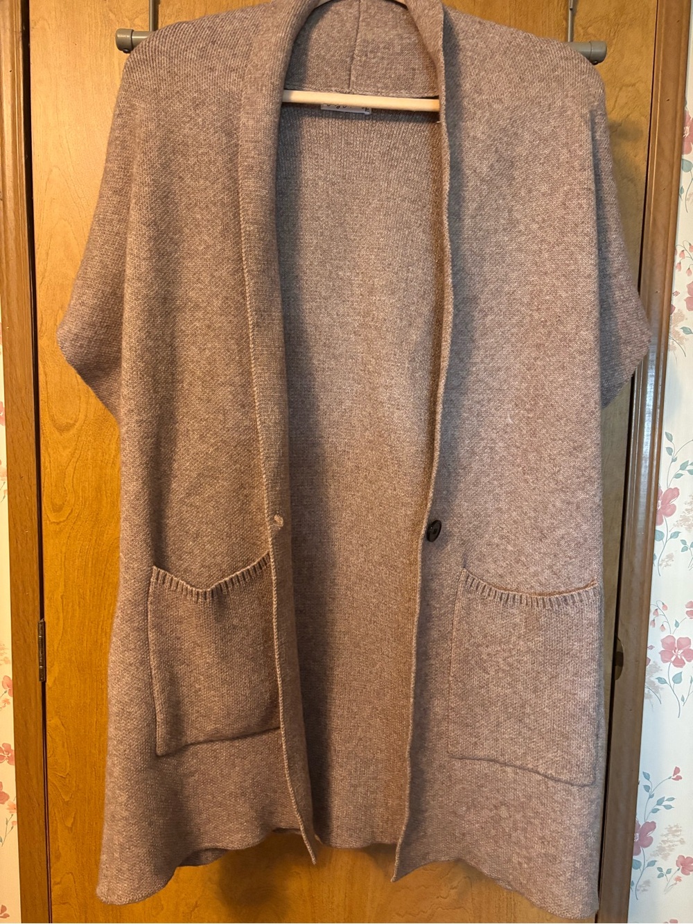 Cozy Open-Front Shawl Collar Cardigan in kahki